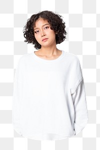 White sweater png, casual apparel, transparent background