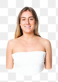 Png woman white bandeau top, streetwear apparel, transparent background
