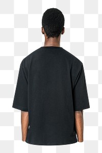 PNG man wearing T-shirt rear view, collage element, transparent background