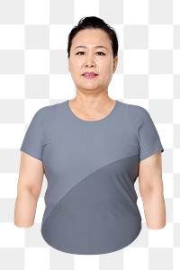 Asian woman png blue t-shirt, transparent background