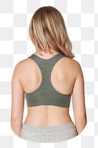 Png woman green sports bra, transparent background