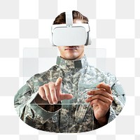 Military officer in VR headset, transparent background