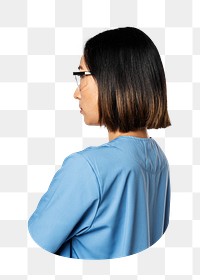 Png female doctor in scrub, transparent background