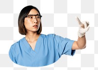 Png female doctor in scrub, transparent background