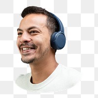 Man wearing headphones png, transparent background