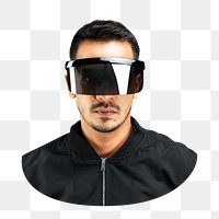 Man with smart glasses png, transparent background