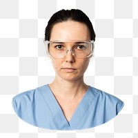 Png female doctor in scrub, transparent background