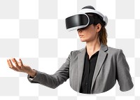 Woman wearing VR headset, transparent background