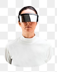 Woman with smart glasses png, transparent background