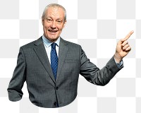 Cheerful senior businessman png, transparent background