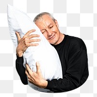 Mature man png hugging pillow, transparent background