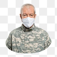 Male soldier png face mask, transparent background