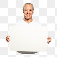 Man holding sign png, transparent background