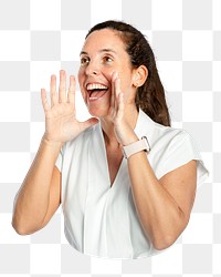 Woman shouting png, transparent background