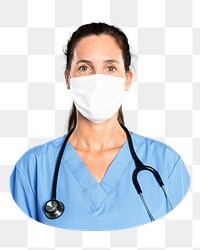 Female doctor png with stethoscope, transparent background