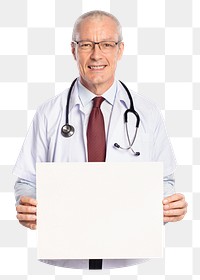 Doctor holding sign png, transparent background