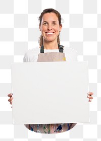 Female artist png showing a blank canvas, transparent background