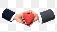 PNG Hands holding heart in love and relationship, collage element, transparent background