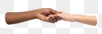 PNG Helping hands holding collage element, transparent background