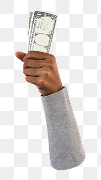 PNG Hand holding money collage element, transparent background