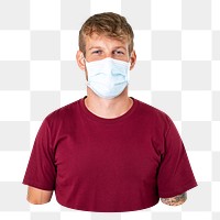 PNG  European man wearing face mask in the new normal, transparent background