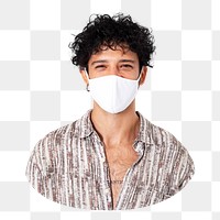 PNG  Latin man wearing face mask in the new normal, transparent background