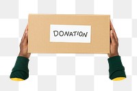 PNG hands holding donation box, collage element, transparent background