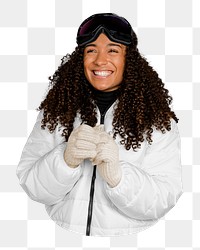 Png woman in winter outfit, transparent background