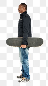 Png man skateboard, isolated collage element, transparent background