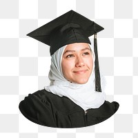 Female Muslim graduate png, transparent background