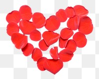 Heart shape png, rose petal, transparent background