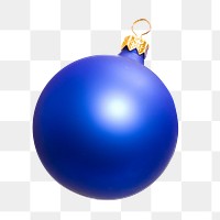 Png blue christmas ball, isolated collage element, transparent background