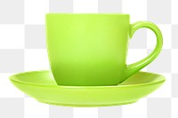 Png green ceramic cup, isolated object, transparent background