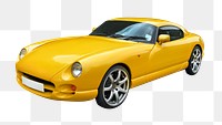 Yellow sedan car png, transparent background