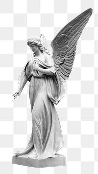 Png angel statue, isolated object, transparent background