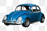 Blue retro car png, transparent background