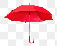 Png red umbrella, isolated object, transparent background