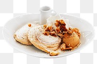 Ice-cream pancake dish png, transparent background