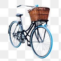 Png blue bicycle, isolated object, transparent background