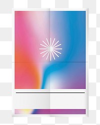 Abstract gradient poster png fold paper texture, transparent background