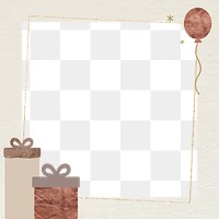 Png festive gift box border frame, transparent background