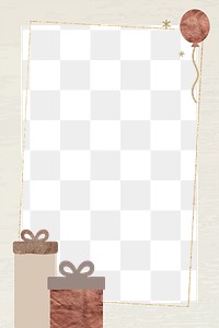 Png festive gift box border frame, transparent background