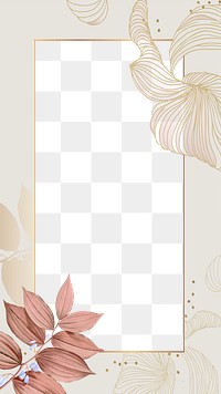 Png aesthetic leaves design border frame, transparent background