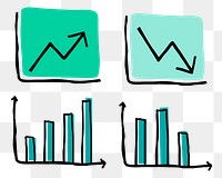 Green bar charts png business cute icon set