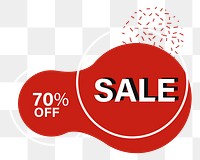 Png 70% off SALE badge element, transparent background