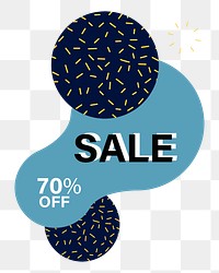 Png 70% off SALE badge element, transparent background