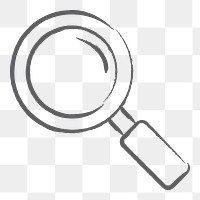 Magnifying glass icon png, line art illustration on  transparent background 