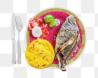 Grilled fish png collage element, transparent background
