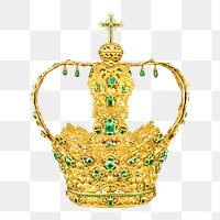 Golden crown png, isolated object, transparent background