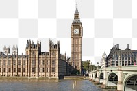 PNG Big Ben, UK travel border, transparent background